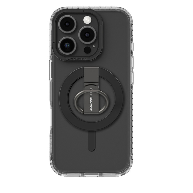 امازنج - حافظة AmazingThing Titan Pro Mag Grip المضادة للصدمات مع مغناطيس MagSafe لهاتف iPhone 16 Pro بحجم 6.3 بوصة - أسود 