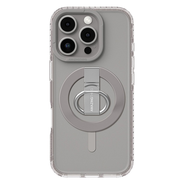 اميزنج - حافظة AmazingThing Titan Pro Mag Grip المضادة للصدمات مع مغناطيس MagSafe لهاتف iPhone 16 Pro Max بحجم 6.9 بوصة - رمادي 