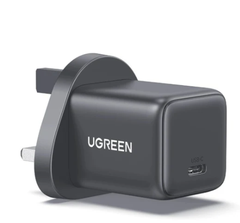 يوجرين - شاحن سريع 30 واط USB-C بمخرج واحد GaN  - رمادي فضائي