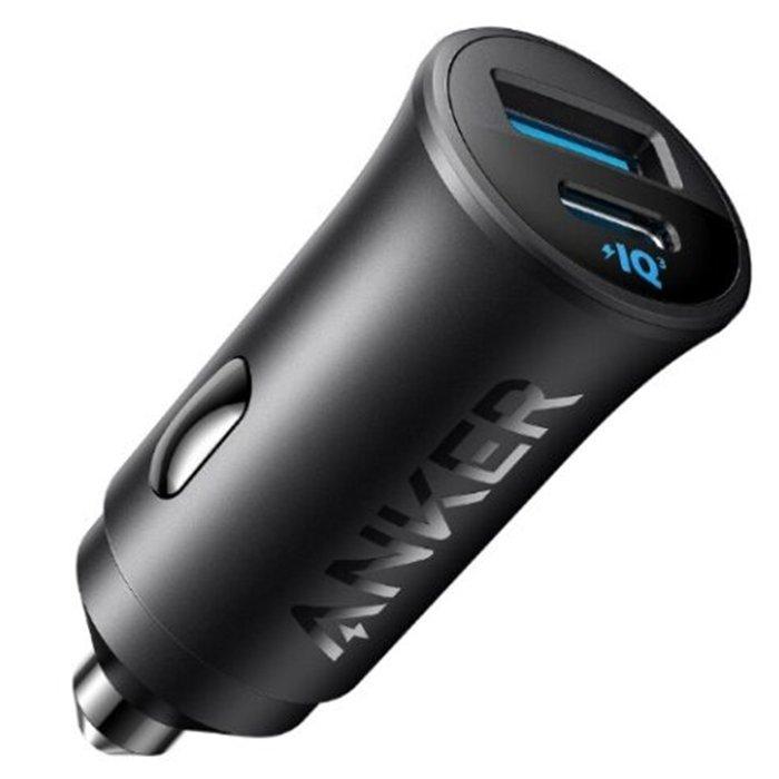 انكر شاحن سيارة ، 30 وات،( 2 منفذ ) منفذ USB و منفذ USB-C، اسود