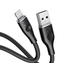 فولتمي كابل  باور لينك السيليكون USB A إلى Lightning 3A / 1.2M موصل من سبائك الزنك / أسود 